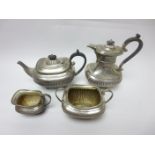 A George V silver four piece Tea Service of semi-fluted boat shape on ball feet, Sheffield 1923/4