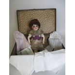 A French bisque headed girl Doll with sleeping blue eyes and original costume. Impressed SFBJ 301.