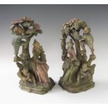 A pair of 18th Century style carved and painted limewood Figures, 11in