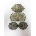 Two Victorian silver Buckles with floral and leafage scroll designs, Birmingham 1898 & 1900, and a