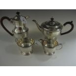 A George V silver four piece circular Tea Service, Birmingham 1932