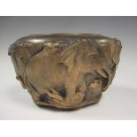 A Japanese Bowl moulded elephant designs, bears mark Shirotani (translates Shiro - Castle Tani -