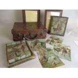 A set of Picture Blocks with a guide sheet, German c1890 and a small Suitcase with Cunard Line