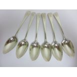 Six George III silver Table Spoons old english pattern engraved crests, London 1796, maker: