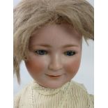 A Princess Elizabeth bisque character Doll with sleeping blue eyes and slightly open mouth. Five