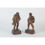 Two 19th Century Bavarian carved Figures of Men, 7 1/2in H