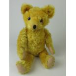 A fine bright golden fully jointed Teddy Bear with large ears. Probably Knickabocker. Mid 20th