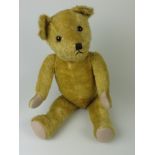 A grumpy faced Le Frey gold fully jointed large Teddy Bear with slight hump. 1930’s. 23in H