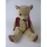 A pale gold fully jointed English Teddy Bear. Probably a Magna Chad Valley. 1930’s. 18in H