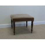 A 19th Century mahogany Dressing Stool of generous proportions raised on hexagonal tapering