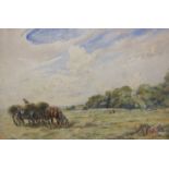 SIDNEY GOODWIN. Harvest-Time, signed, watercolour,13 1/4 x 19 in