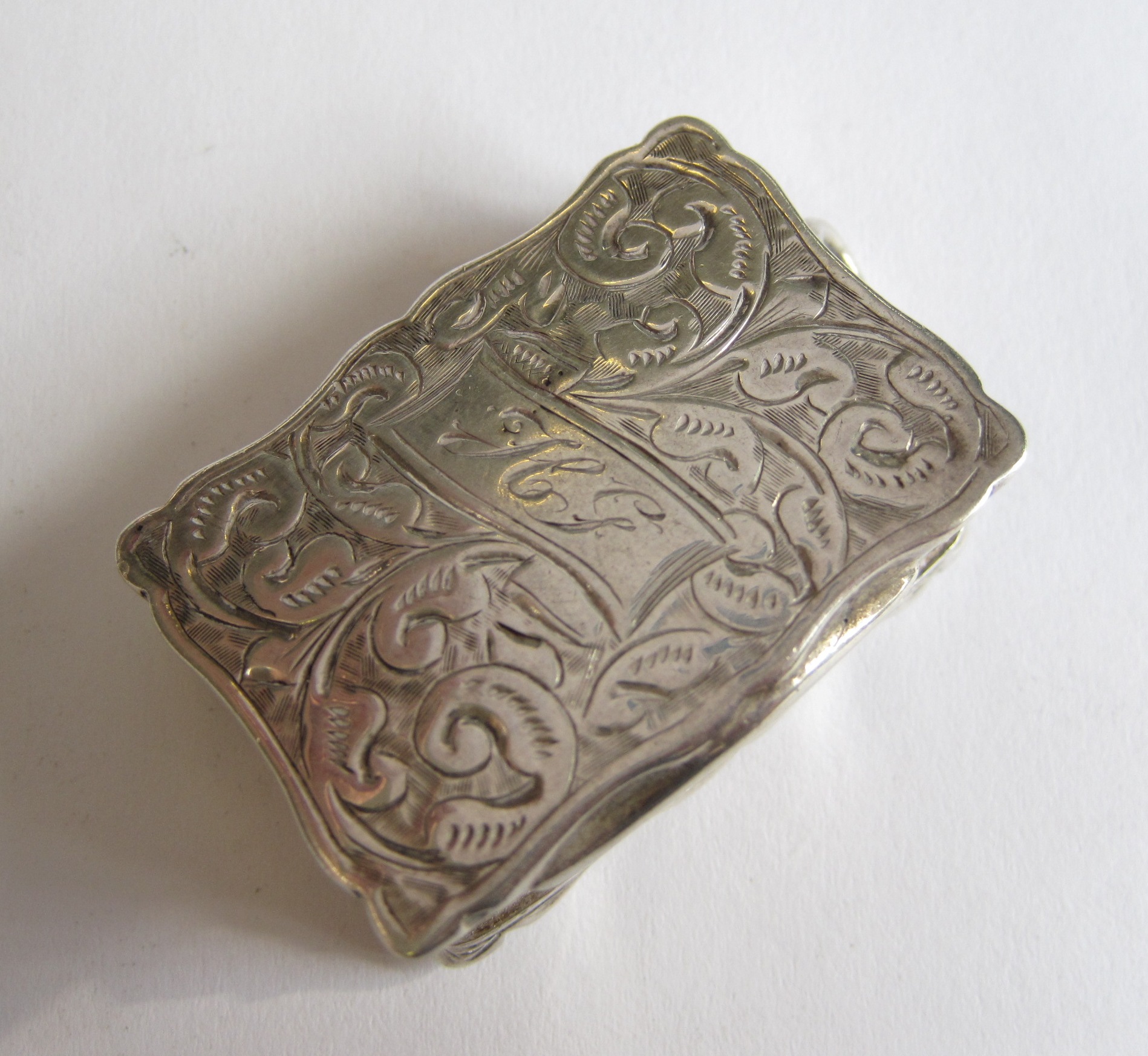 A Victorian silver Vinaigrette with bright-cut engraving and initials to cartouche, Birmingham 1892