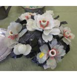 An Oriental hardstone Flower Arrangement incorporating candle holders, 13in and a Chinese