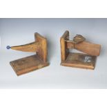 A pair of wooden Bookends with rudder and bow
