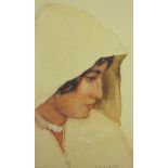 GERTRUDE HADENFELDT. A Portrait sketch, watercolour, unframed,11 1/4 x 6 1/2 in; and two other