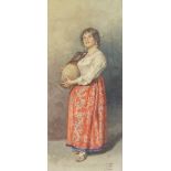 LUIGI FOLLI. The Water-Carrier, signed, watercolour, 10 1/2 x 5 in; and a watercolour by Eduard
