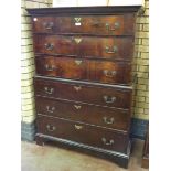 An 18th Century mahogany Chest on Chest of six long graduated drawers with Greek key frieze and