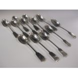 Twelve Victorian and later silver Table Spoons fiddle pattern,  London 1852, and Sheffield 1911,