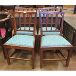 A set of four early 19th Century fruitwood Dining chairs with pierced bar backs drop in seats on