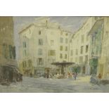 WILLIAM LEE HANKEY. Figures in a Square of a continental Town, signed, watercolour, 10 x 14 in;