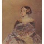 JOHN BOSTOCK. Portrait of a Lady, seated three-quarter-length, wearing a dark lilac dress, signed