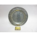 An 18th Century pewter Plate with crowned D "Witley Court" crest, 9 1/2in, touchmarks to reverse,