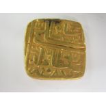 India - Mughal Square Gold Mohur, ex-mount, D18mm, 10.9 gms weight