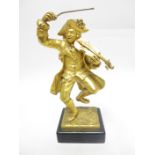 BARTOLINI LORENZO: Bronze Figure of Nicolo Paganini playing fiddle, on square black marble base,