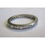 A Diamond Eternity Ring rub-over set asscher-cut stones, ring size M