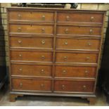 A 19th Century oak Chest of twelve narrow drawers on bracket feet, 3ft 6in W x 1ft 6in D