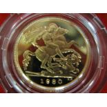 An Elizabeth II Proof Half Sovereign, 1980, in red case of issue with COA