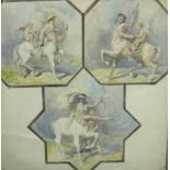 ALFRED CHARLES CONRADE. A capriccio of Figures and Centaurs, triptych, watercolour, 9 3/4 x 9 1/4