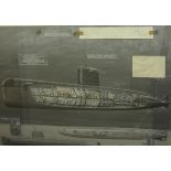 G.H.The submarine U.S.S. Nautilus, signed, extensively inscribed and dated 1958,with some