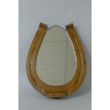 An oak horseshoe-shaped Mirror, 20in