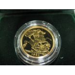 An Elizabeth II Proof Sovereign, 1980, in green case of issue