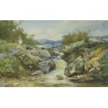 DAVID BATES. R.I. Figures by a River, signed, watercolour, 10 1/4 x 16 1/2 in