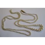 A graduated Seed Pearl Necklace, lacks clasp, and a single row of graduated untested Pearls on clasp