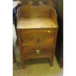 A Georgian mahogany converted Commode with shaped gallery above hinged compartment and drawer with