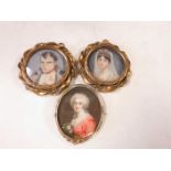 CONTINENTAL SCHOOL. Portrait Miniature of Napoleon, bust length, in gilt metal frame; and  two