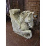 A pair of limestone Horse Heads, 32in H