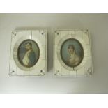 CONTINENTAL SCHOOL. Portrait miniatures of Napoleon Bonaparte and Josephine de Beauharnais, oval,