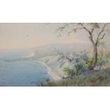 MARIO MIRABELLA. On the Sicilian Coast near Mount Etna, signed,watercolour, 12 x 19 1/2 in