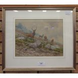 BRIAN RAWLING. Deer on a hill-side, signed and dated 79, watercolour, 9 3/4 x 12 1/2 in. Provenance: