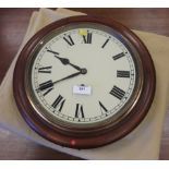 A 19th Century mahogany cased circular Wall Clock with white enamel dial and spring driven movement,