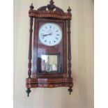 A Victorian walnut cased Wall Clock with white enamel dial inscribed Kay, Worcester