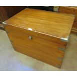 A brass bound camphor wood campaign Trunk fitted three internal trays, 2ft 6in W x 1ft 10in D