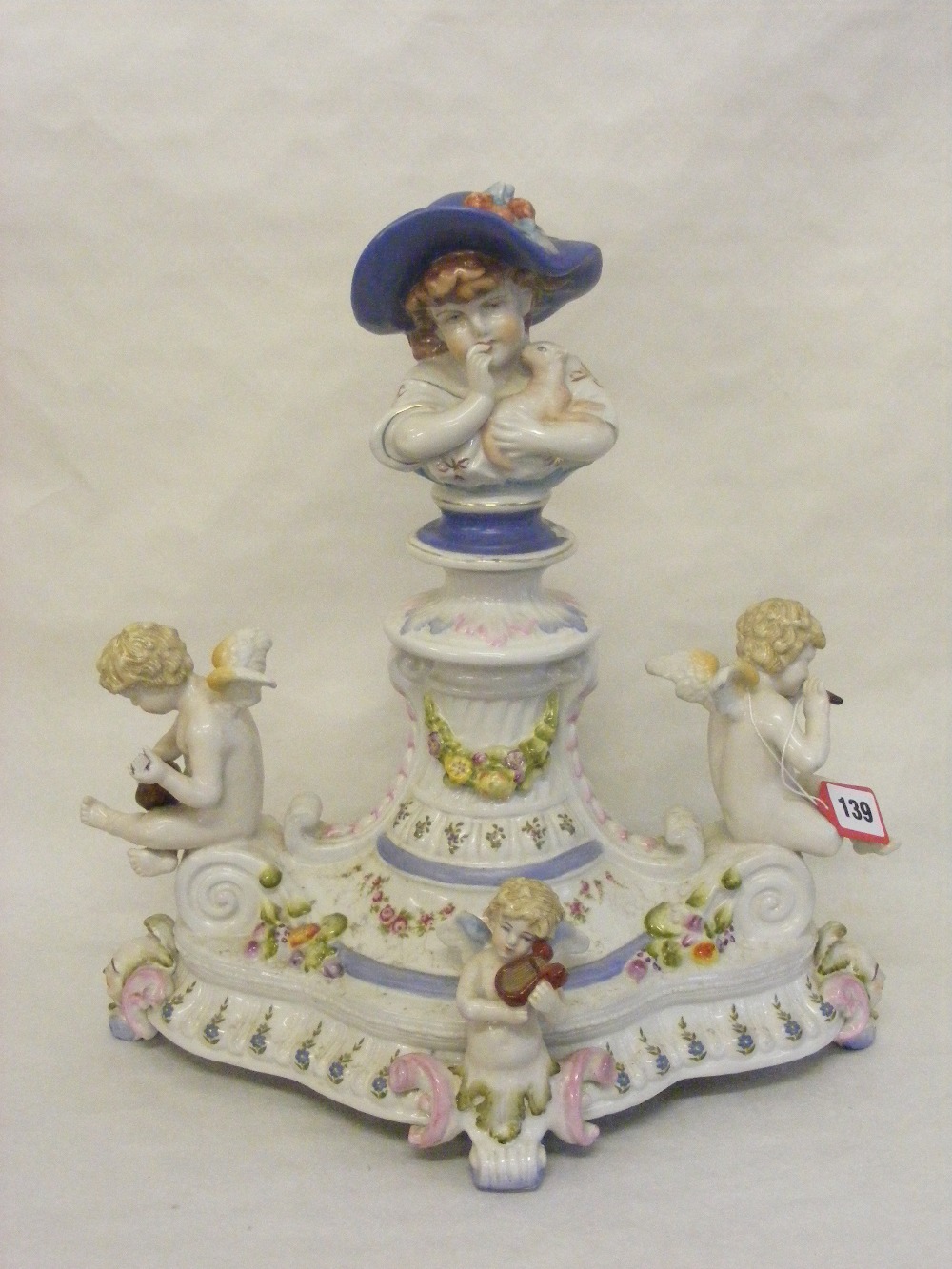 A Continental porcelain centrepiece in t