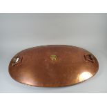 A Large Oval Copper Bed Warming Pan with