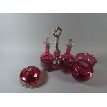 A Collection of Cranberry Glass to inclu