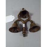 A Victorian Brass Triple Bell Terret